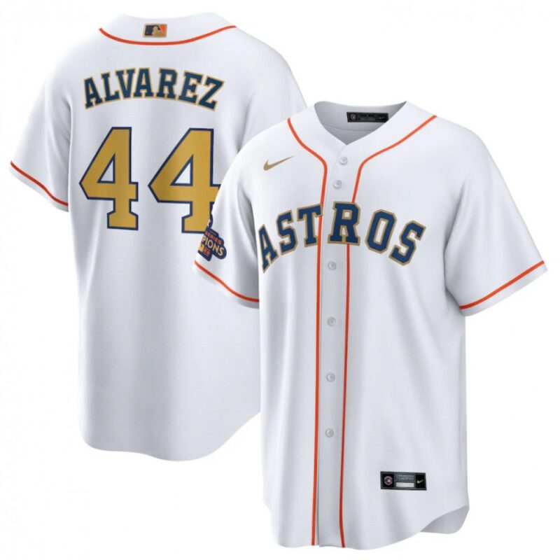 686328aac9dbe_1 Youth Houston Astros #44 Yordan Alvarez White 2023 Gold Collection With World Serise Champions Patch Stitched Baseball Jersey