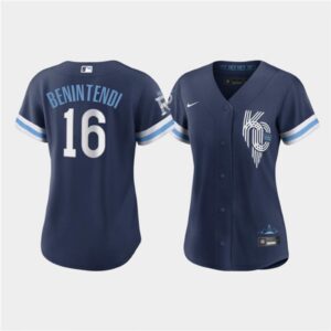 686328bf8618e_1 Women's Kansas City Royals #16 Andrew Benintendi 2022 Navy City Connect Cool Base Stitched Jersey(Run Small)