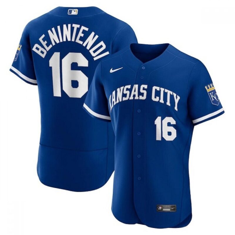 686328c46930c_1 Men's Kansas City Royals #16 Andrew Benintendi Blue Flex Base Stitched Jersey