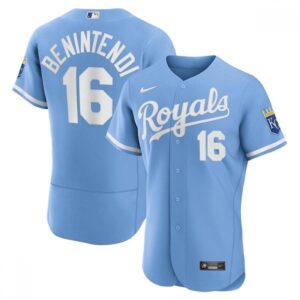686328c78922c_1 Men's Kansas City Royals #16 Andrew Benintendi Light Blue Flex Base Stitched Jersey