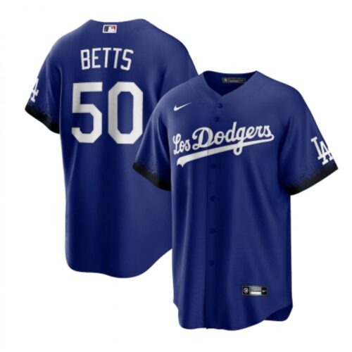 686328ea08df0_1 Men's Los Angeles Dodgers #50 Mookie Betts 2021 Royal City Connect Cool Base Stitched Baseball Jersey
