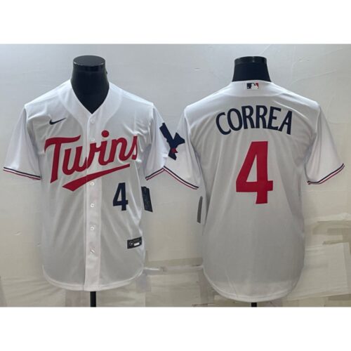 686328fb5daa2_1 Men's Minnesota Twins #4 Carlos Correa White Cool Base Stitched Jersey