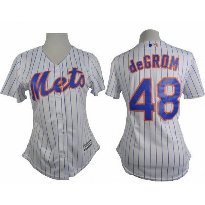 6863290f488e0_1 Mets #48 Jacob deGrom White(Blue Strip) Women's Home Stitched MLB Jersey