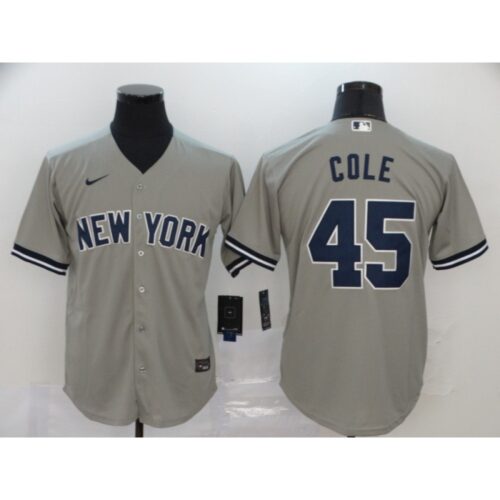 6863291ccf697_1 Men's New York Yankees #45 Gerrit Cole 2020 Grey Cool Base Stitched MLB Jersey
