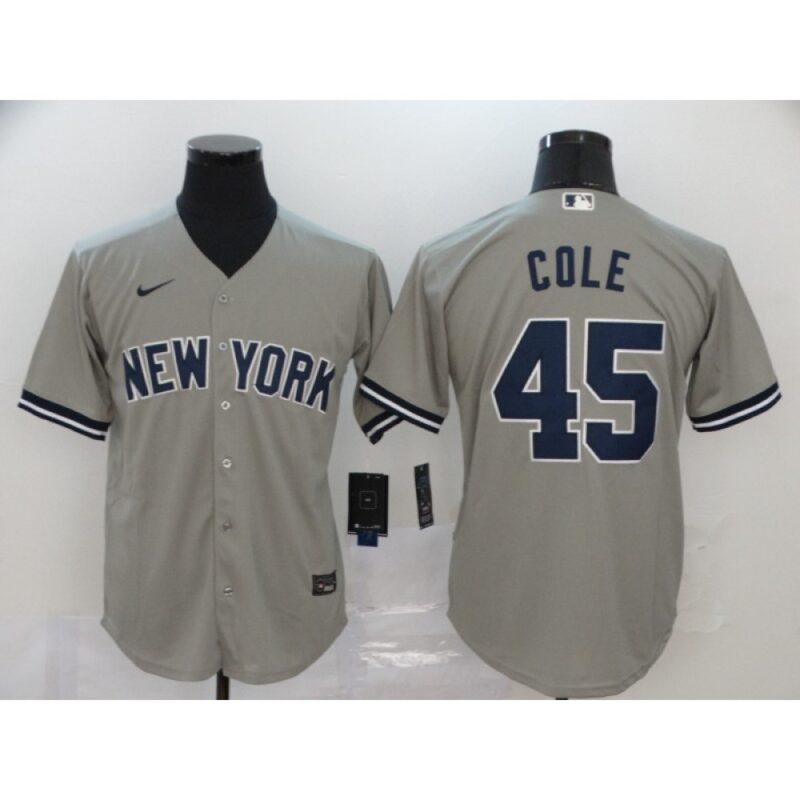 6863291ccf697_1 Men's New York Yankees #45 Gerrit Cole 2020 Grey Cool Base Stitched MLB Jersey