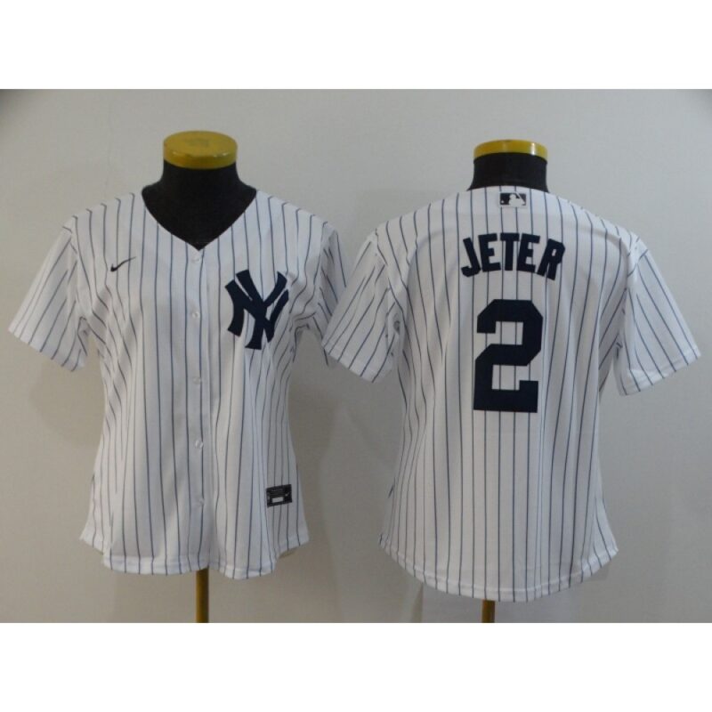 68632930bbfa6_1 Women's New York Yankees #2 Derek Jeter White Cool Base Stitched MLB Jersey(Run Small)