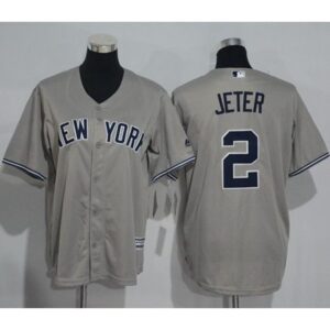 6863293356ae9_1 Yankees #2 Derek Jeter Grey Name Back Stitched Youth MLB Jersey