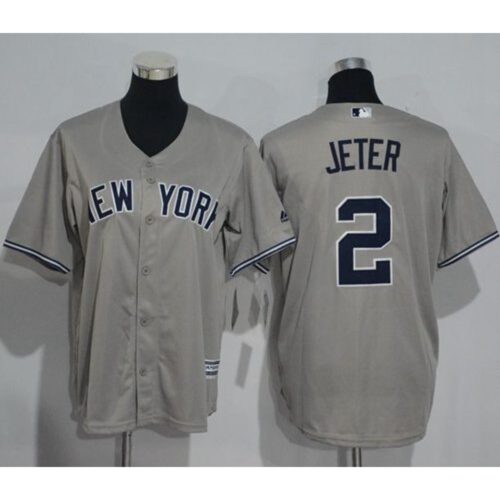 6863293356ae9_1 Yankees #2 Derek Jeter Grey Name Back Stitched Youth MLB Jersey