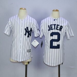 6863293832b16_1 Yankees #2 Derek Jeter White Name Back Stitched Youth MLB Jersey