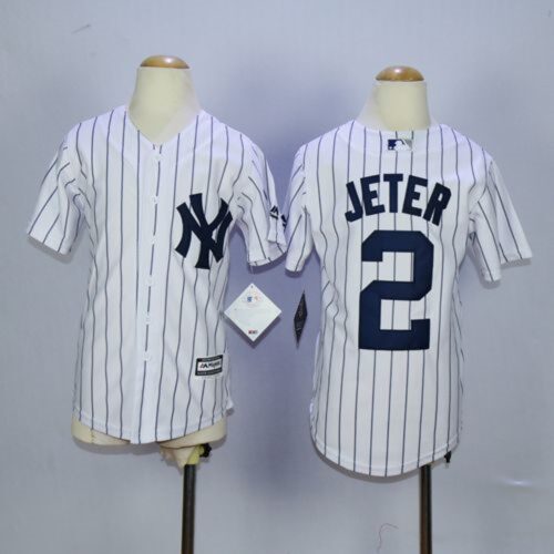 6863293832b16_1 Yankees #2 Derek Jeter White Name Back Stitched Youth MLB Jersey