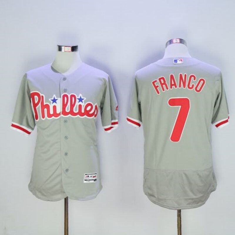 68632958eeecd_1 Phillies #7 Maikel Franco Grey Flexbase Authentic Collection Stitched MLB Jersey