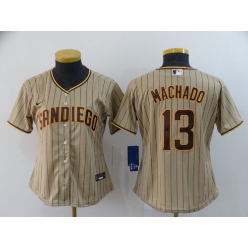 6863297bd1649_1 Women's San Diego Padres #13 Manny Machado Tan Brown Cool Base Stitched MLB Jersey(Run Small)