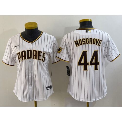 6863298fd5fed_1 Women's San Diego Padres #44 Joe Musgrove White Stitched Baseball Jersey(Run Small)
