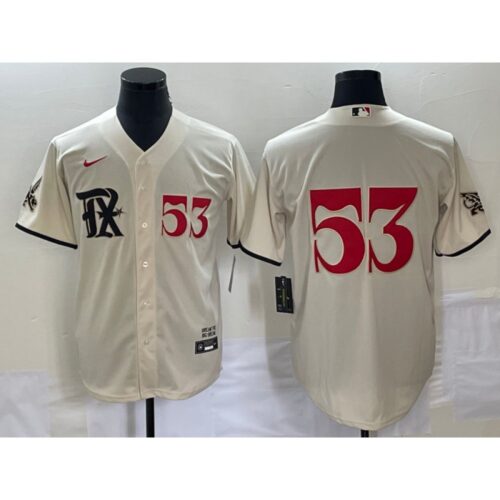68632995443a3_1 Men's Texas Rangers #53 Adolis Garcia Cream 2023 City Connect Cool Base With Patch Stitched Baseball Jersey