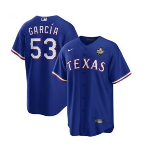 6863299b4fcd3_1 Men's Texas Rangers #53 Adolis Garcia Royal 2023 World Series Stitched Baseball Jersey