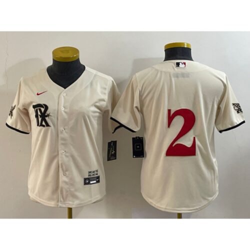 686329bfb8cf4_1 Women's Texas Rangers #2 Marcus Semien Cream 2023 City Connect Stitched Baseball Jersey(Run Small)