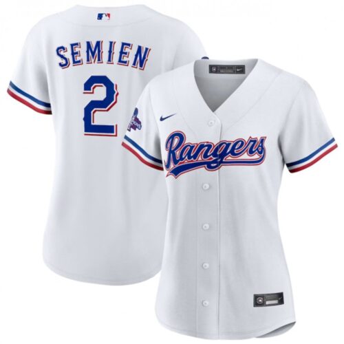 686329c236f7e_1 Women's Texas Rangers #2 Marcus Semien White 2023 World Series Champions Stitched Baseball Jersey(Run Small)