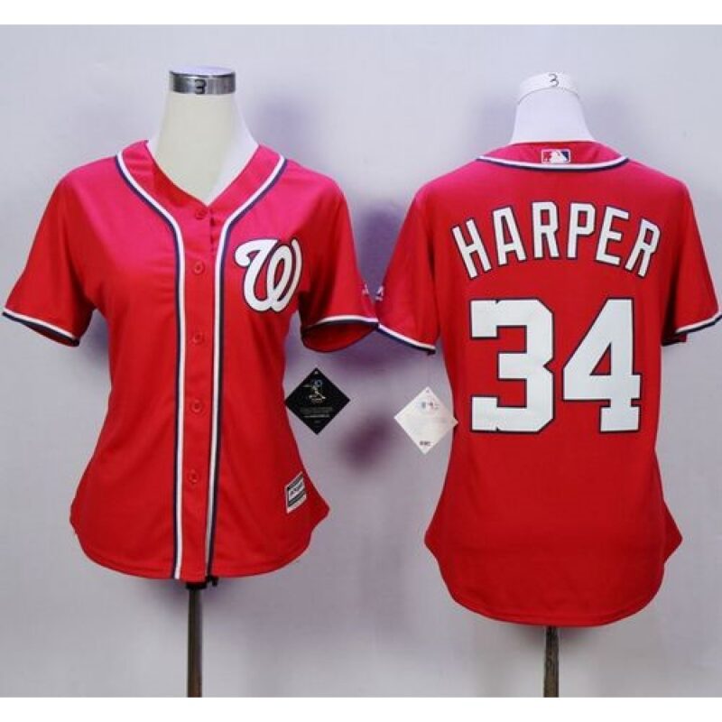 686329d4e80ab_1 Nationals #34 Bryce Harper Red Alternate 1 Women's Stitched MLB Jersey
