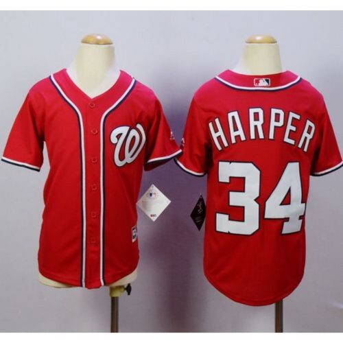 686329d7755ea_1 Nationals #34 Bryce Harper Red Cool Base Stitched Youth MLB Jersey