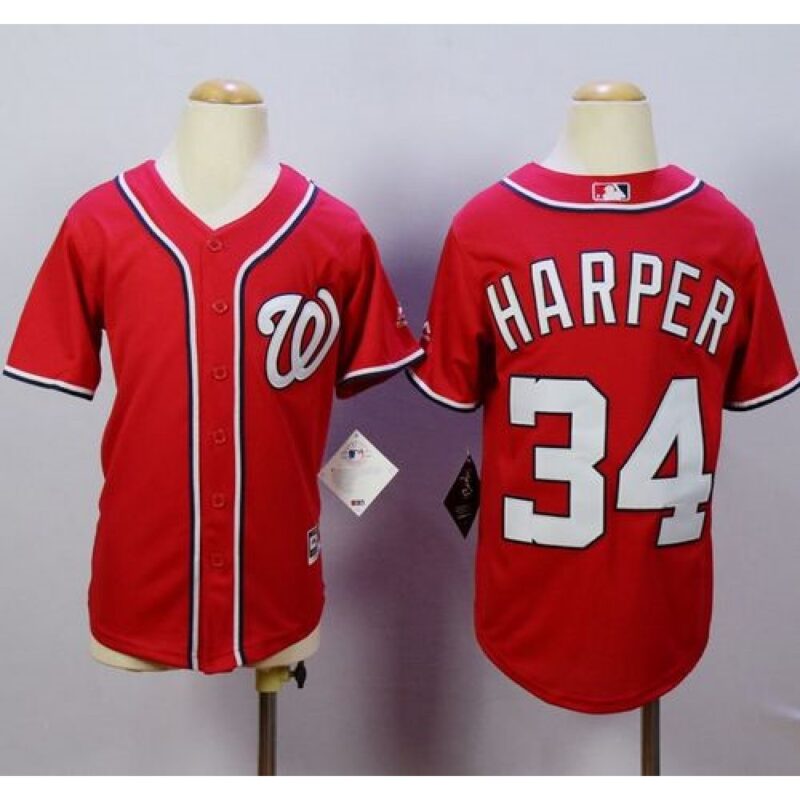 686329d7755ea_1 Nationals #34 Bryce Harper Red Cool Base Stitched Youth MLB Jersey
