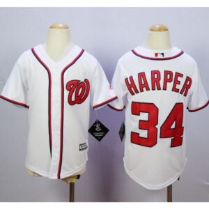 686329da0e184_1 Nationals #34 Bryce Harper White Cool Base Stitched Youth MLB Jersey