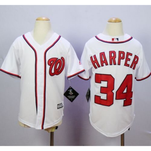 686329da0e184_1 Nationals #34 Bryce Harper White Cool Base Stitched Youth MLB Jersey