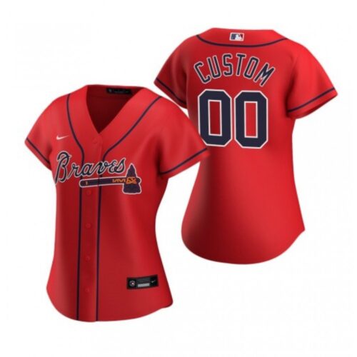 686329fd4931c_1 Women's Atlanta Braves Customized Red Stitched Jersey(Run Small)
