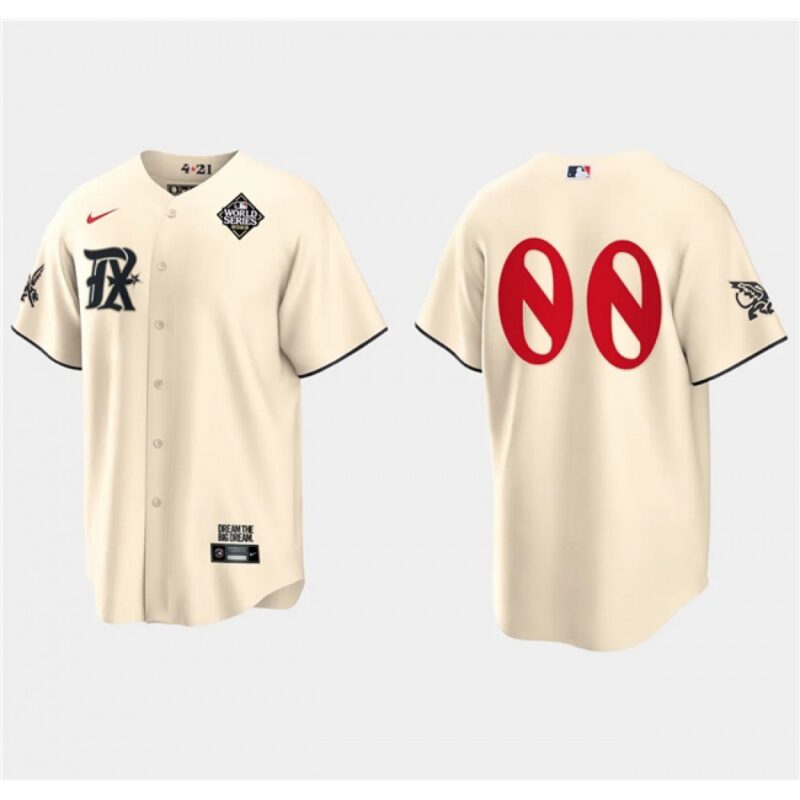 68632a43c8b88_1 Men's Texas Rangers Customized Cream 2023 World Series City Connect Cool Base Stitched Jersey