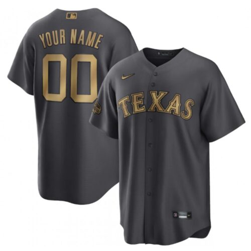 68632a746f053_1 Men's Texas Rangers ACTIVE Player Custom 2022 All-Star Charcoal Cool Base Stitched Baseball Jersey
