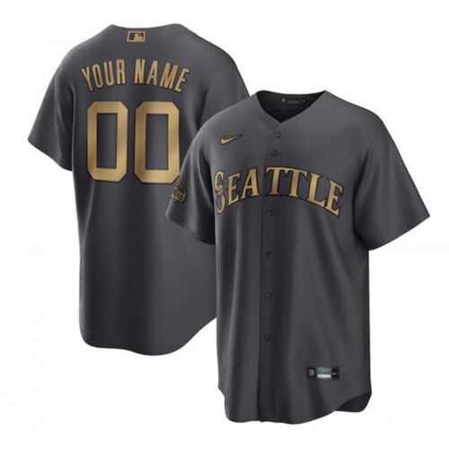 68632af2e7112_1 Men's Seattle Mariners ACTIVE Player Custom 2022 All-Star Charcoal Cool Base Stitched Baseball Jersey