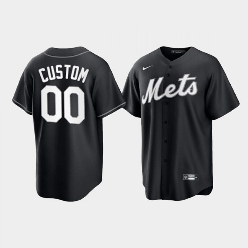 68632b55742ff_1 Men's New York Mets Customized Black Cool Base Stitched Baseball Jersey