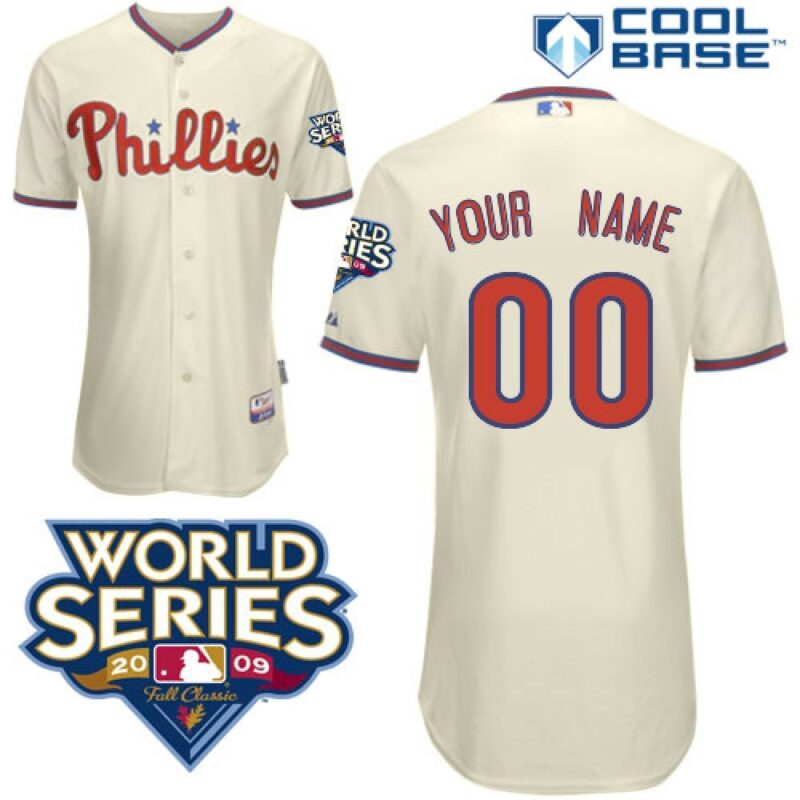 68632b8258671_1 Phillies Personalized Authentic Cream w/2009 World Series Patch Cool Base MLB Jersey