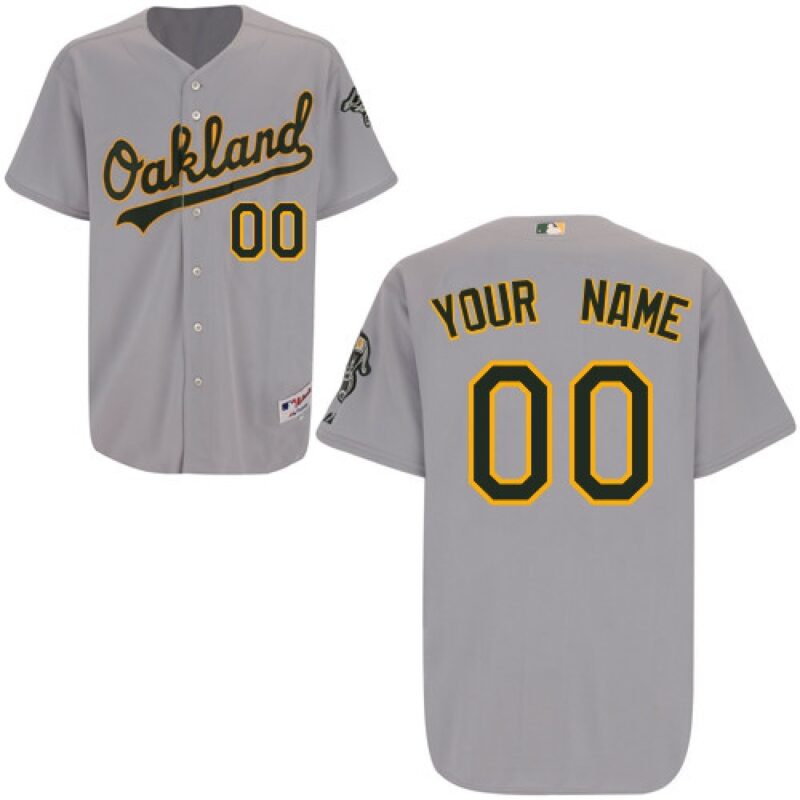 68632baba49f6_1 Athletics Personalized Authentic Grey MLB Jersey