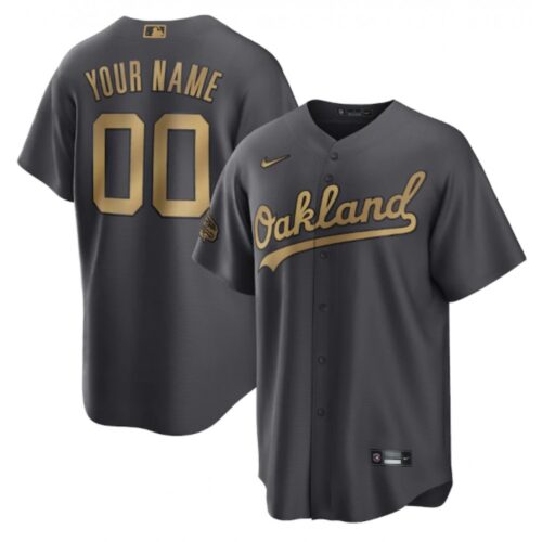 68632bb0ad11c_1 Men's Oakland Athletics ACTIVE Player Custom 2022 All-Star Charcoal Cool Base Stitched Baseball Jersey
