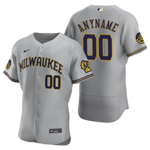 68632beb7250d_1 Men's Milwaukee Brewers Customized Gray Flex Base Stitched Baseball Jersey