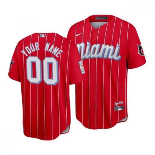 68632c0ed5106_1 Men's Miami Marlins ACTIVE PLAYER Custom Red 2021 City Connect Cool Base Stitched Jersey