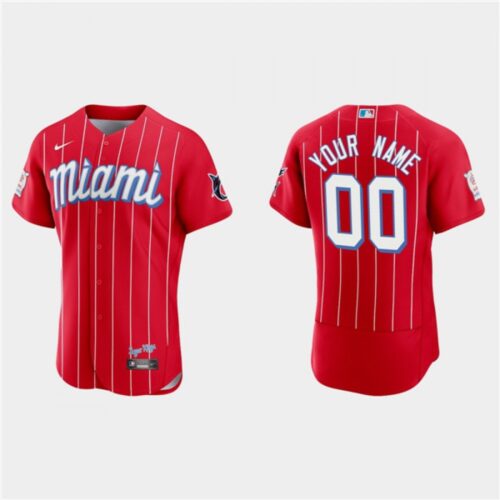 68632c1189f31_1 Men's Miami Marlins ACTIVE PLAYER Custom Red 2021 City Connect Flex Base Stitched Jersey