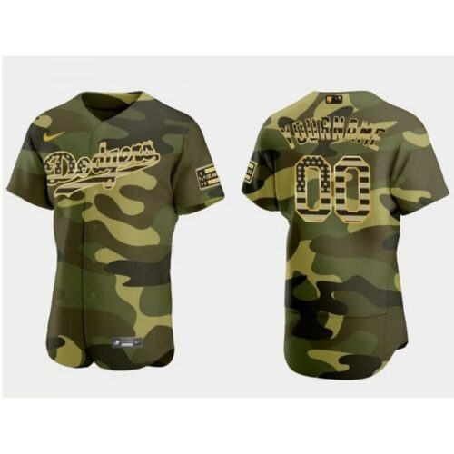 68632c1b821b5_1 Men's Los Angeles Dodgers Customized Olive Flex Base Stitched Jersey