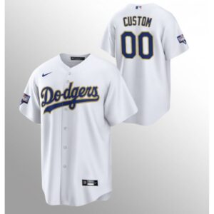 68632ceef072a_1 Men's Los Angeles Dodgers Customized 2021 Gold Program White Stitched Jersey