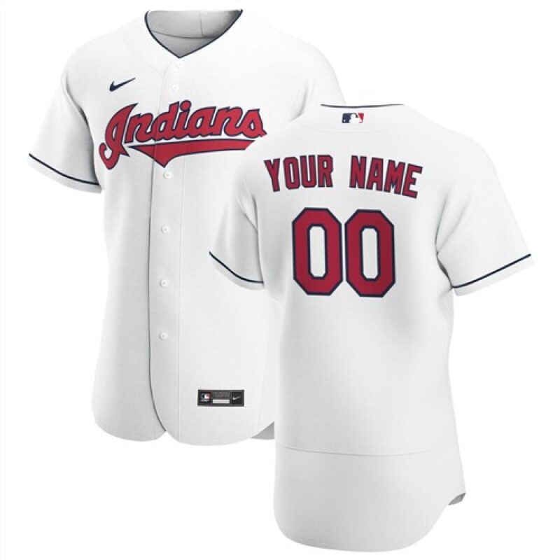 68632d03b133e_1 Men's Cleveland indians White Customized Stitched MLB Jersey
