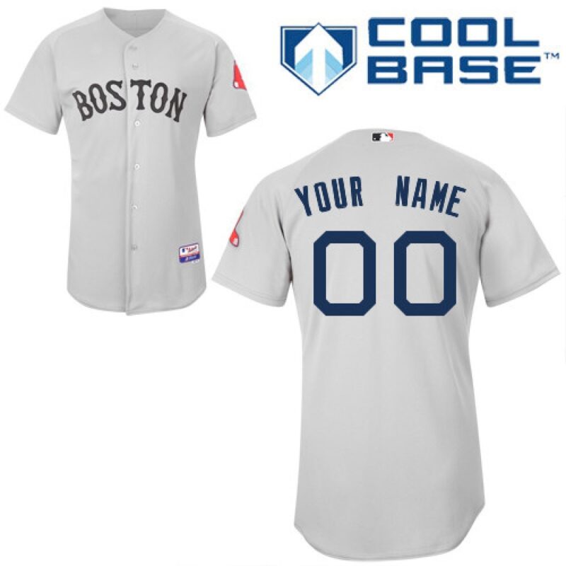 68632dcd24ee3_1 Red Sox Personalized Authentic Grey MLB Jersey