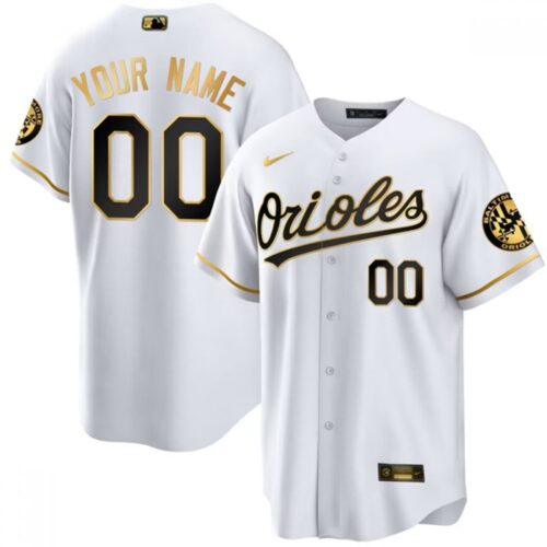 68632e236ece3_1 Men's Baltimore Orioles ACTIVE Player Custom 2023 Gold/White Cool Base Stitched Jersey