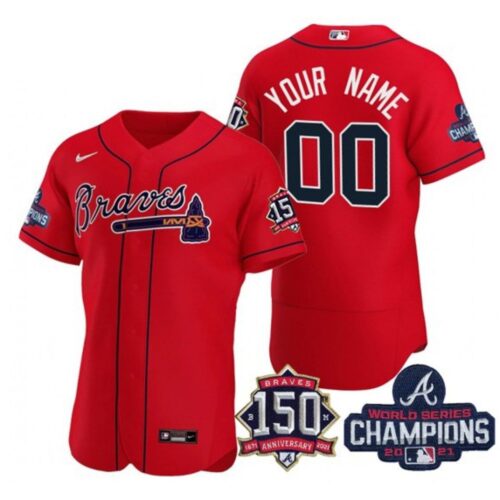 68632e3d1a69c_1 Men's Atlanta Braves Customized 2021 Red World Series Champions With 150th Anniversary Flex Base Stitched Jersey