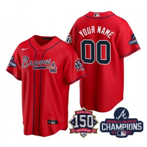 68632e3fac740_1 Men's Atlanta Braves Customized 2021 Red World Series Champions With 150th Anniversary Cool Base Stitched Jersey