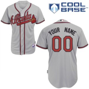 68632e5153cd8_1 Braves Personalized Authentic Grey MLB Jersey