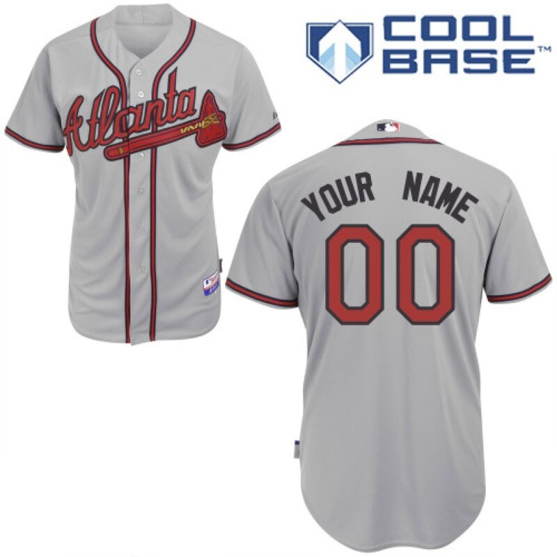 68632e5153cd8_1 Braves Personalized Authentic Grey MLB Jersey