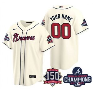68632e58ec187_1 Men's Atlanta Braves ACTIVE Player Custom 2021 Cream World Series Chimpions With 150th Anniversary Cool Base Stitched Jersey