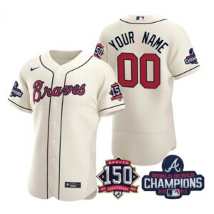 68632e5b6fcce_1 Men's Atlanta Braves Cream ACTIVE PLAYER Custom 2021 World Series Champions With 150th Anniversary Flex Base Stitched Jersey