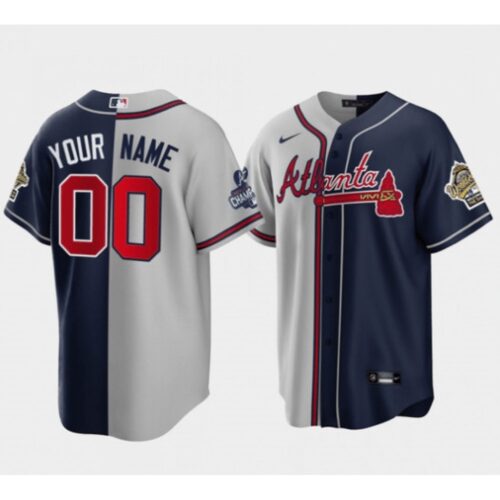 68632e5dd3c9a_1 Men's Atlanta Braves Customized Gray Navy Two tone Split Cool Base Stitched Jersey