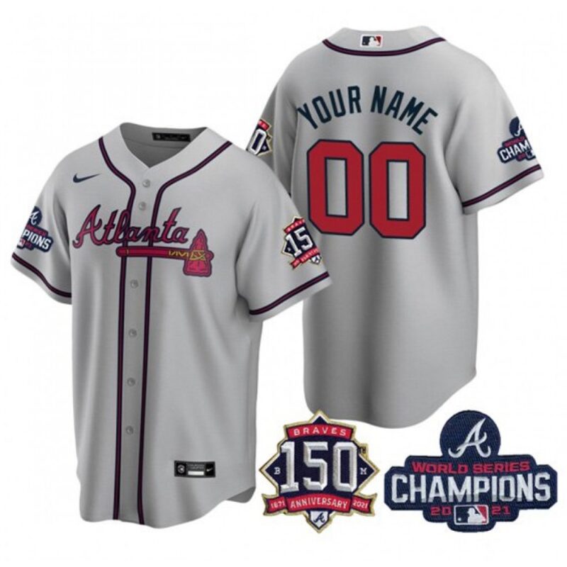 68632e606db5f_1 Men's Atlanta Braves ACTIVE Player Custom 2021 Grey World Series Chimpions With 150th Anniversary Cool Base Stitched Jersey